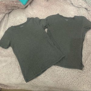 Two Basic Plain Grey Stretchy Short Sleeve Tees